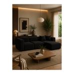 Haliloğlu Relax Soft Standart 4 Modül Köşe Takımı (Siyah) Keten 900, (2 Köşe, 1 Orta, 1 Puf)