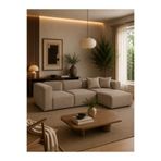 Haliloğlu Relax Soft Standart 4 Modül Köşe Takımı (Sütlü Kahve) Keten 40, (2 Köşe, 1 Orta, 1 Puf)