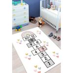 Halımax Cino 88 Krem Seksek Renkli Kalpli Çocuk Odası Oyun Halısı - 120 x 180 cm
