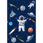 Halımax Cino 88 Mavi Lacivert Astronot Uzay Çocuk Odası Oyun Halısı - 160 x 230 cm - Lacivert - Mavi