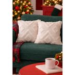 Halımax Cloud Peluş Dekoratif Beyaz 2'li Kırlent Kılıfı Yıkanabilir Tasarım Polyester Jakarlı Welsoft 43X43 - 43 x 43 cm