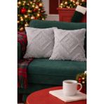 Halımax Cloud Peluş Dekoratif Gri 2'li Kırlent Kılıfı Yıkanabilir Tasarım Polyester Jakarlı Welsoft 43X43CM - 43 x 43 cm