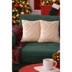 Halımax Cloud Peluş Dekoratif Krem 2'li Kırlent Kılıfı Yıkanabilir Tasarım Polyester Jakarlı Welsoft 43X43CM - 43 x 43 cm