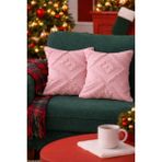 Halımax Cloud Peluş Dekoratif Pembe 2'li Kırlent Kılıfı Yıkanabilir Tasarım Polyester Jakarlı Welsoft 43X43 - 43 x 43 cm