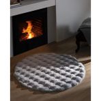 Halımax Ekstra Yumuşak Dokulu Gri Bubble Tavşan Tüyü Darcio Yuvarlak Post Peluş Halı - 160 x 160 cm