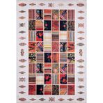 Halinet Alberta Beyaz Patchwork Etnik Modern Desenli Makinada Yıkanabilir Hav Toz Vermez Leke Tutmayan Kaymaz Taban Dijital Makine Baskı Salon Yolluk Mutfak Halı