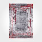 Halinet Allison Çerçeveli Gri Polyester Dikdörtgen Modern Desenli Pamuk Makinada Yıkanabilir Hav Toz Vermez Leke Tutmayan Kaymaz Taban Dijital Makine Baskı Salon Yolluk Mutfak Halı