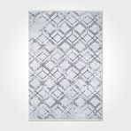 Halinet Arya Geometrik Gri Pamuk Dikdörtgen Modern Desenli Pamuk Makinada Yıkanabilir Hav Toz Vermez Leke Tutmayan Kaymaz Taban Dijital Makine Baskı Salon Yolluk Mutfak Halı