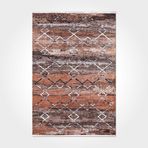 Halinet Autumn Geometrik Kahverengi Pamuk Kare Modern Desenli Pamuk Makinada Yıkanabilir Hav Toz Vermez Leke Tutmayan Kaymaz Taban Dijital Makine Baskı Salon Yolluk Mutfak Halı