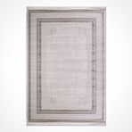 Halinet Bej Çerçeveli Etnik Modern Desenli Akrilik Hav Vermeyen Leke Tutmayan Kolay Temizlenen Yumuşak Makine Salon Yolluk Mutfak Halı