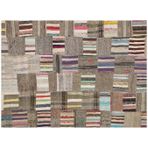 Halinet Bej Patchwork Etnik Modern Desenli Yün Hav Toz Vermez Leke Tutmayan Salon Yolluk Mutfak El Dokuma Halı