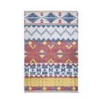 Halinet Breda Etnik Mavi Polyester Dikdörtgen Modern Desenli Pamuk Makinada Yıkanabilir Hav Toz Vermez Leke Tutmayan Kaymaz Taban Dijital Makine Baskı Salon Yolluk Mutfak Halı