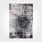 Halinet Cora Geometrik Siyah Polyester Dikdörtgen Modern Desenli Pamuk Makinada Yıkanabilir Hav Toz Vermez Leke Tutmayan Kaymaz Taban Dijital Makine Baskı Salon Yolluk Mutfak Halı