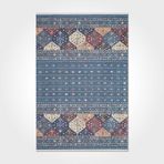 Halinet Hattie Geometrik Mavi Polyester Dikdörtgen Modern Desenli Pamuk Makinada Yıkanabilir Hav Toz Vermez Leke Tutmayan Kaymaz Taban Dijital Makine Baskı Salon Yolluk Mutfak Halı