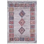 Halinet Kozieglowy Gri Göbekli Etnik Modern Desenli Pamuk Makinada Yıkanabilir Hav Toz Vermez Leke Tutmayan Kaymaz Taban Dijital Makine Baskı Salon Yolluk Mutfak Halı