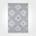 Halinet Mabel Geometrik Gri Polyester Kare Modern Desenli Pamuk Makinada Yıkanabilir Hav Toz Vermez Leke Tutmayan Kaymaz Taban Dijital Makine Baskı Salon Yolluk Mutfak Halı