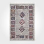 Halinet Maren Geometrik Gri Polyester Dikdörtgen Modern Desenli Pamuk Makinada Yıkanabilir Hav Toz Vermez Leke Tutmayan Kaymaz Taban Dijital Makine Baskı Salon Yolluk Mutfak Halı