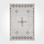 Halinet Nayeli Geometrik Gri Polyester Kare Modern Desenli Pamuk Makinada Yıkanabilir Hav Toz Vermez Leke Tutmayan Kaymaz Taban Dijital Makine Baskı Salon Yolluk Mutfak Halı