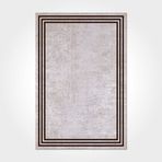 Halinet Raelynn Çerçeveli Bej Polyester Dikdörtgen Modern Desenli Pamuk Makinada Yıkanabilir Hav Toz Vermez Leke Tutmayan Kaymaz Taban Dijital Makine Baskı Salon Yolluk Mutfak Halı