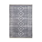 Halinet Roosendaal Geometrik Gri Polyester Dikdörtgen Modern Desenli Pamuk Makinada Yıkanabilir Hav Toz Vermez Leke Tutmayan Kaymaz Taban Dijital Makine Baskı Salon Yolluk Mutfak Halı