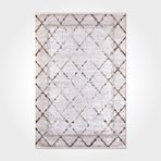 Halinet Rosemary Geometrik Krem Polyester Dikdörtgen Modern Desenli Pamuk Makinada Yıkanabilir Hav Toz Vermez Leke Tutmayan Kaymaz Taban Dijital Makine Baskı Salon Yolluk Mutfak Halı