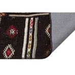 Halinet Siyah Patchwork Etnik Modern Desenli Yün Hav Toz Vermez Leke Tutmayan Salon Yolluk Mutfak El Dokuma Halı