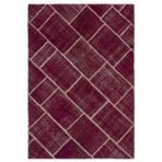 Halinet Teselya Bordo Patchwork Etnik Modern Desenli Yün Hav Toz Vermez Leke Tutmayan Salon Yolluk Mutfak El Dokuma Halı