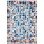 Halinet Tientsin Mavi Patchwork Etnik Modern Desenli Makinada Yıkanabilir Hav Toz Vermez Leke Tutmayan Kaymaz Taban Dijital Makine Baskı Salon Yolluk Mutfak Halı