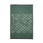 Halinet Velsen Geometrik Yeşil Pamuk Dikdörtgen Modern Desenli Pamuk Makinada Yıkanabilir Hav Toz Vermez Leke Tutmayan Kaymaz Taban Dijital Makine Baskı Salon Yolluk Mutfak Halı