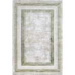 Halinet Yeşil Geometrik Etnik Modern Desenli Pamuk Makinada Yıkanabilir Hav Toz Vermez Leke Tutmayan Kaymaz Taban Dijital Makine Baskı Salon Yolluk Mutfak Halı