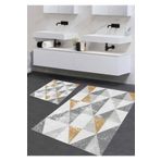 halıpera Yıkanabilir Kaymaz Pamuk Dokuma Taban Üçgen Desenli 60x100-50x60 2'li Banyo Paspası Klozet Takım