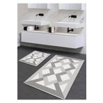 halıpera Yıkanabilir Kaymaz Pamuk Dokuma Taban Zikzak Desenli 60x100-50x60 2'li Banyo Paspası Klozet Takım