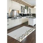 Halise Home Çiçekli Çizgili Desen Kaymaz Tabanlı Yıkanabilir Baskılı Mutfak Halısı Halı Yolluk