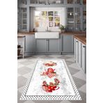 Halise Home Kaymaz Taban Dijital Baskı Yıkanabilir Beyaz Mutfak Halısı
