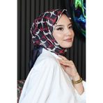 Halkalar Desen Kırmızı Soft Pamuk Eşarp Kırmızı
