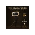 halkhouse Webcam Yayıncı 2k Full Hd 30fps Işıklı 2560*1440p 360* Dönebilen Mikrofonlu Bilgisayar Kamerası
