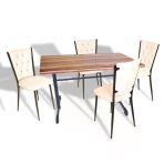 Halley - Kapitoneli Mutfak Masa Takımı - 70X120 (Werzalit, Wermodin Veya Allzalit Tabla) - Indiana Wood-Krem