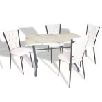 Halley - Kapitoneli Mutfak Masa Takımı - 80X120 (Werzalit, Wermodin Veya Allzalit Tabla) - Afyon Mermer-Beyaz