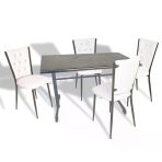 Halley - Kapitoneli Mutfak Masa Takımı - 80X120 (Werzalit, Wermodin Veya Allzalit Tabla) - Grey Marble-Beyaz