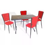 Halley - Kapitoneli Mutfak Masa Takımı - 80X120 (Werzalit, Wermodin Veya Allzalit Tabla) - Palazzo-Kırmızı