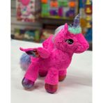 Halley Oyuncak Peluş Kanatlı Unicorn Tek Boynuzlu At Fuşya Koyu Pembe 30 cm