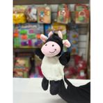 HALLEY Peluş 25 cm El Kuklası Siyah Beyaz İnek Kukla