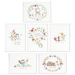 Hallmark Baby Shower Teşekkür Kartları Çeşitleri, Ağaçlık Hayvanlar (Erkek veya Kız Bebek için Zarflı 48 Kart) Geyik, Baykuş, Ayı, Tilki