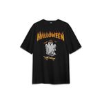 Halloween Ghost Skateboard Skate Kaykay Hayalet Thrasher Korku Baskılı Oversize Siyah T-shirt Siyah