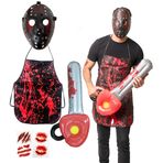 Halloweenmania 5 adet Testere Katil Kostüm - Erkekler İçin Cadılar Bayramı Kostümleri - Yetişkin ve Genç Tek Beden Herkese Uyar - 2023 Trend Fantezi Elbise - İngiltere Tabanlı Marka