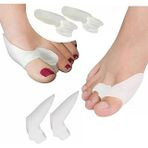 Halluks Valgus İçin, Ayak Başparmak Duruş Düzeltici, Rahatlatıcı, Ayırıcı, Sürtünme Engelleyici, Yastıklama Silikon Bunyonlar(1 Çift Yan Parmak Geçmeli + 1 Çift Yan Parmak Makaralı /2 ÜRÜN BİR ARADA)