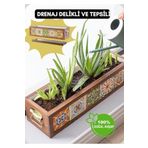 Halohope El Yapımı 5 Meksika Çinili Dekoratif Modern Ahşap Dikdörtgen Kaliteli Bahçe Balkon Saksı Saksılık