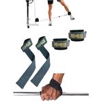 Halter Ağırlık Kaldırma Kayışı Strap - D-Ring Fitness Reformer Crossfit Ayak Bilek Kayışı İkili Set (Füme-Gold)