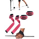 Halter Ağırlık Kaldırma Kayışı Strap - D-Ring Fitness Reformer Crossfit Ayak Bilek Kayışı İkili Set (Kırmızı)