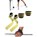 Halter Ağırlık Kaldırma Kayışı Strap - D-Ring Fitness Reformer Crossfit Ayak Bilek Kayışı İkili Set (Sarı)